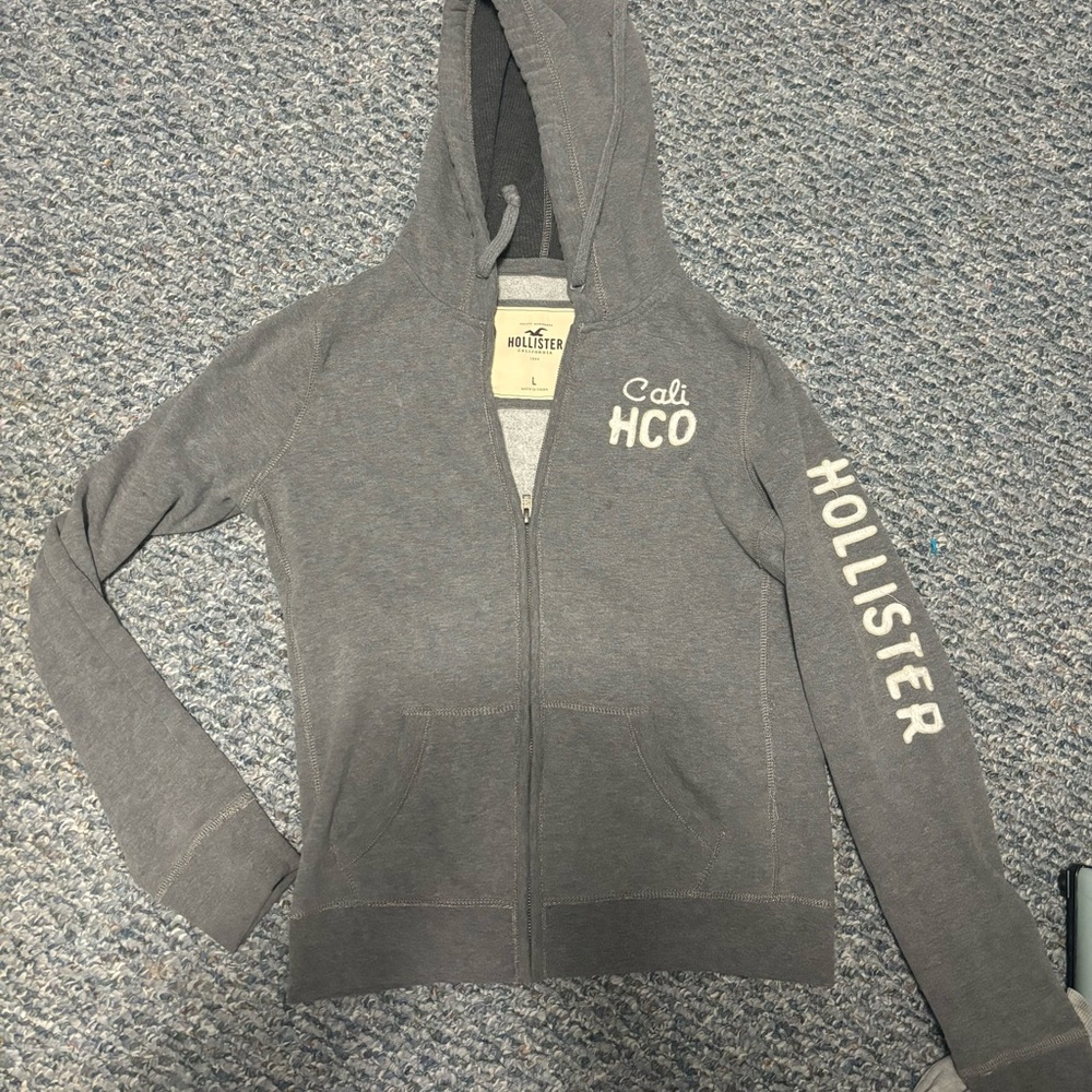 Hollister Gray zip up hoodie womens